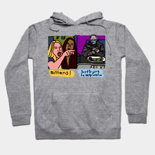 Woman Yelling at Bernie Sanders Mittens Hoodie